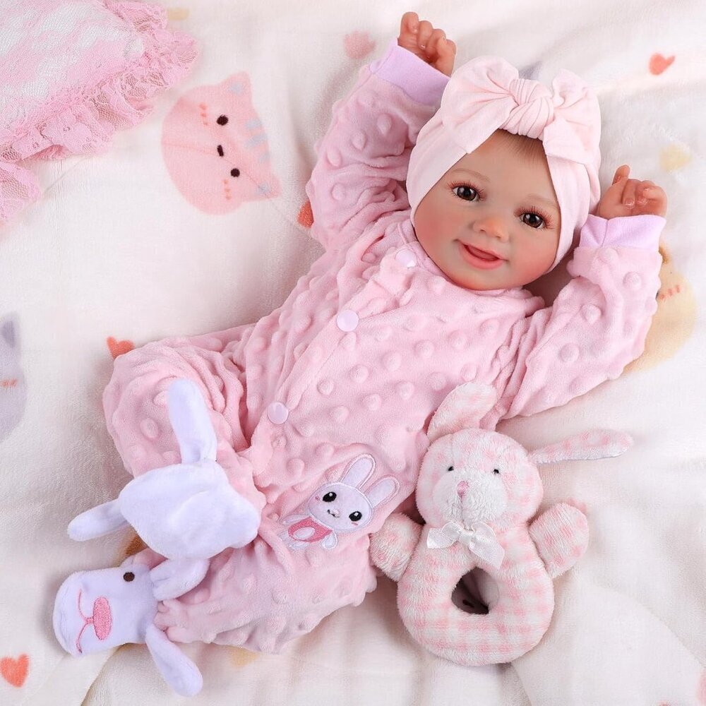 🆕17inch Soft Cloth Body Newborn Baby Poseable Limbs Sakura Baby Doll Girl